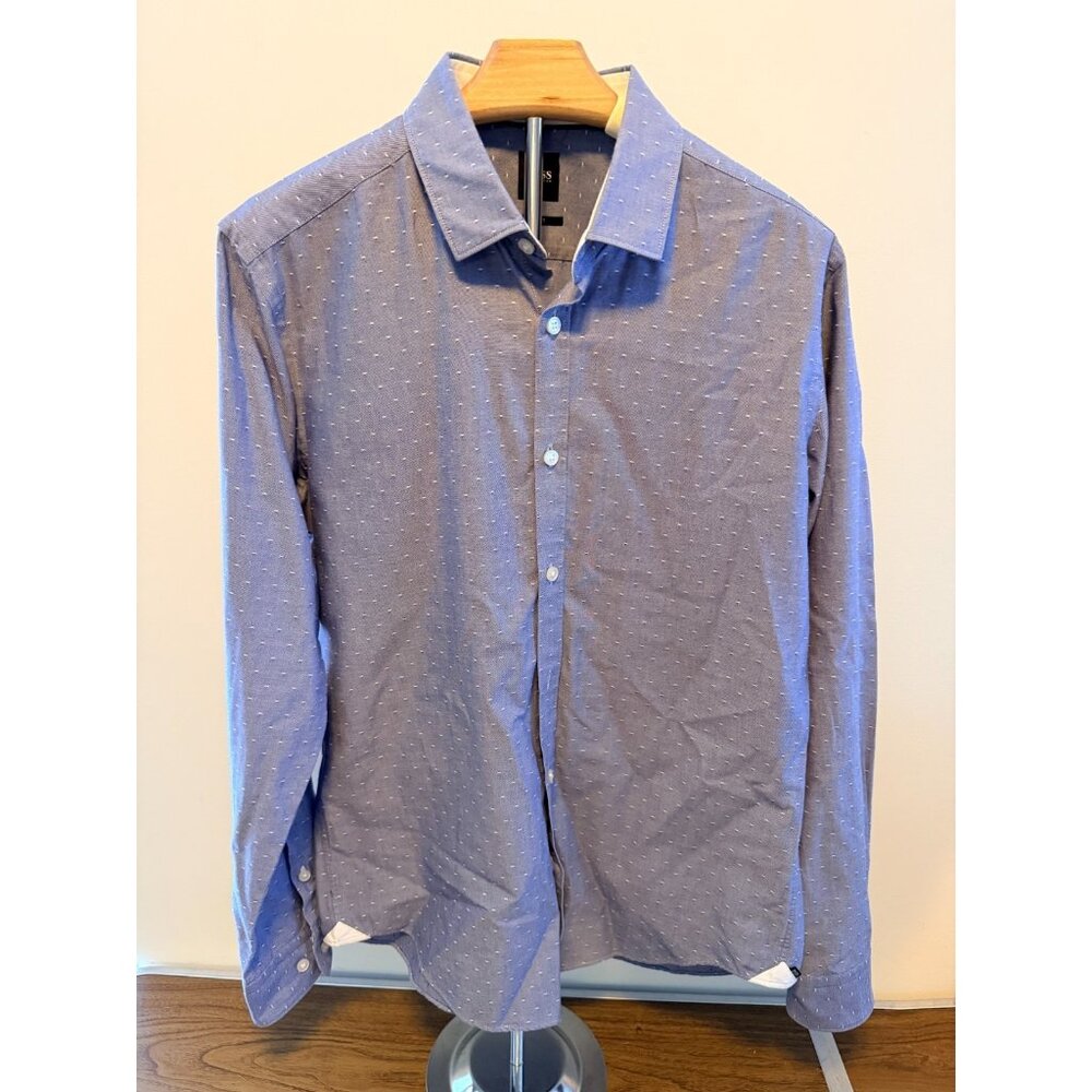 Hugo Boss Slim Fit Button Down Medium Cotton White Black Lightweight